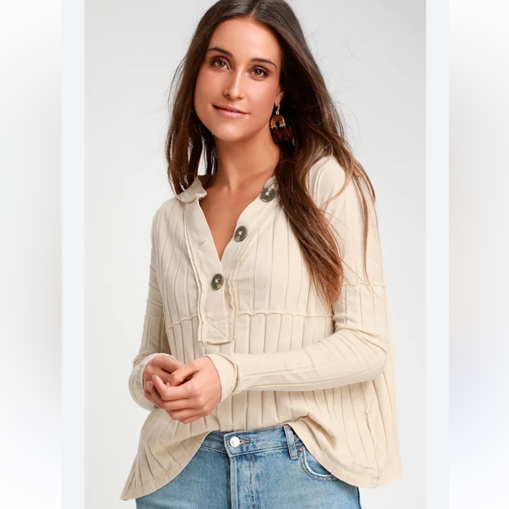 Free People "We The Free In the Mix" ribbed henley top Medium